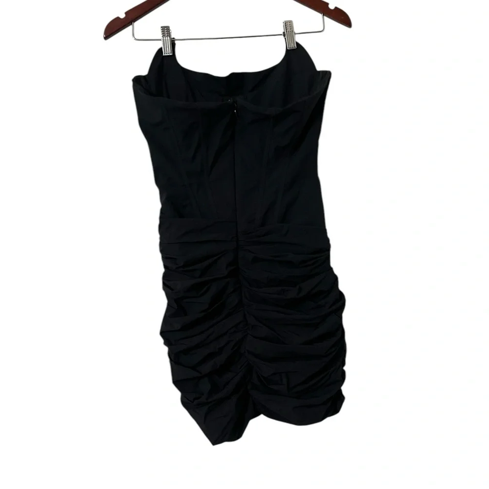 MISTRESS ROCKS Corset Bustier Black Ruched Strapless Mini Dress - Picture 7 of 11